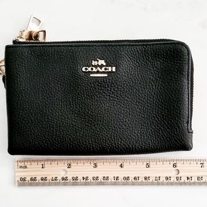 Coach DOUBLE ZIPPER wristlet clutch black